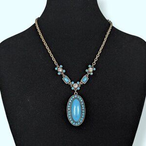 (2/$20) And Lovely Faux Turquoise Pendant Necklace
